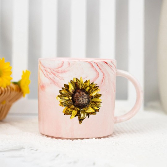 Leopard Print Sunflower Marble Mugs