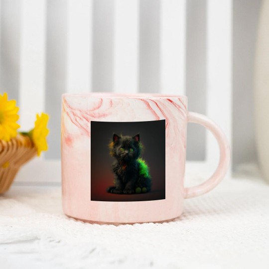 Cute black kitten blended with a wicked spider Marble Mugs