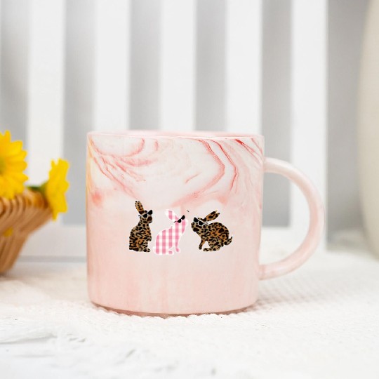 Cute Leopard Plaid Bunny Sunglasses Easter Day Marble Mugs