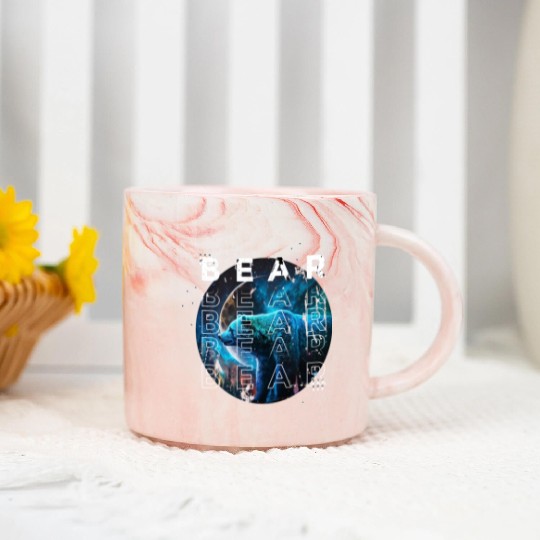 Midnight Roar: A Bear's Lunar Adventure Marble Mugs