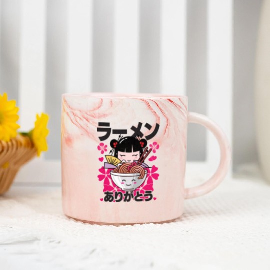 I love ramen kawaii girl Marble Mugs