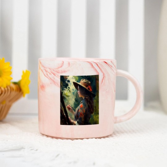 Art Painter Girl Nature Painting Art Painter Marble Mugs