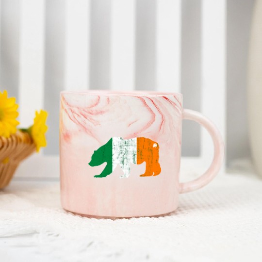 St Patricks Day Irish Flag Grizzly Bear Marble Mugs