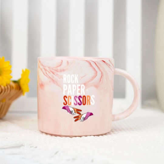 Rock Paper Scissors Lesbian LGBT Pride Lesbian Marble Mugs