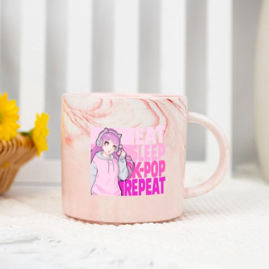 Eat Sleep K-POP Repeat Kawaii Korean Anime Girl Marble Mugs
