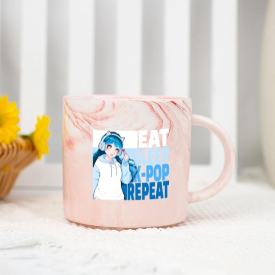 Eat Sleep K-POP Repeat Cute Korean Anime Girl Marble Mugs