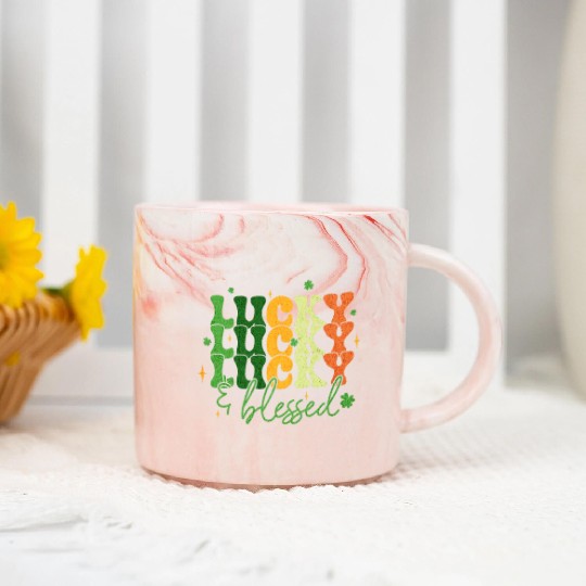 Lucky and Blessed St Patrick's Day Marble Mugs