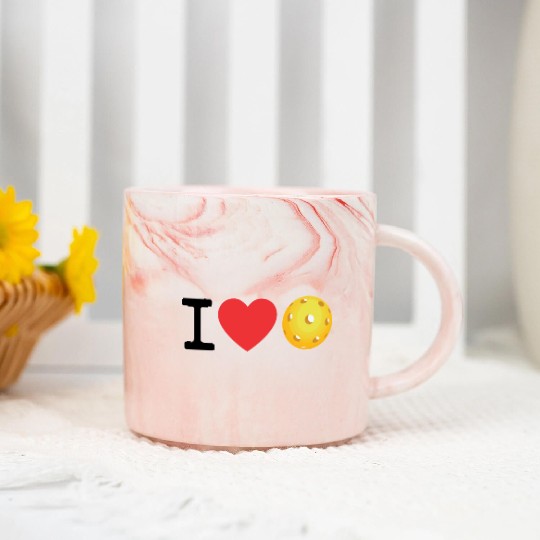 I Love Pickleball Marble Mugs