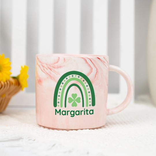 Margarita Clover Charm Boho Rainbow Marble Mugs