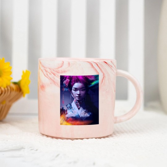 Geisha Japanese Japan Samurai Anime woman Marble Mugs