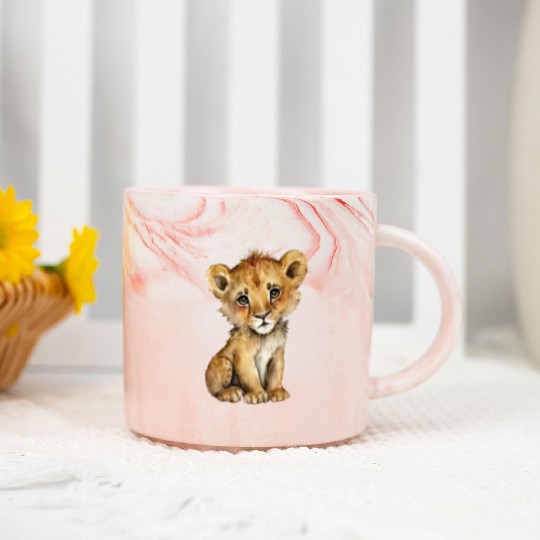 Cute Baby Cat Zodiac Leo Marble Mugs