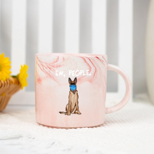 Belgian Malinoi Ew People Dog Wearing Face Mask T Marble Mugs