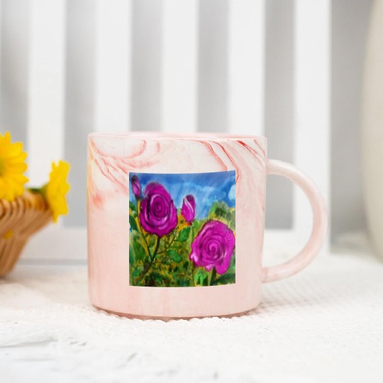 Hand Painted Roses Marble Mugs Marble Mugs Mugs Tote Bags