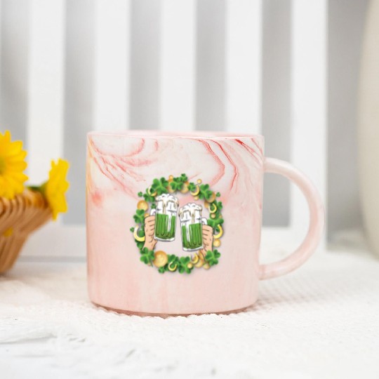 St. Patrick's Day Irish Green Beer, Wine Cups Marble Mugs