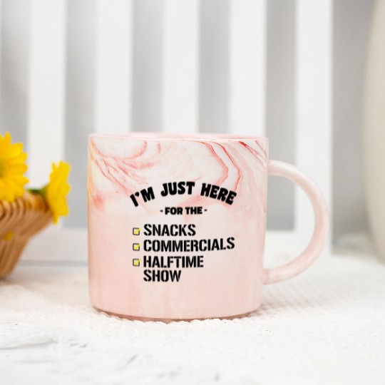 Funny Just Here for Snacks Commercials Halftime Marble Mugs
