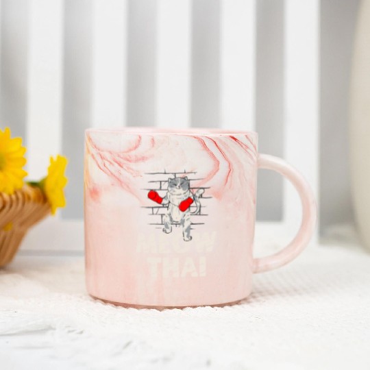 Meow Thai Cat Lover Muay Thai Kitty Martial Arts Marble Mugs