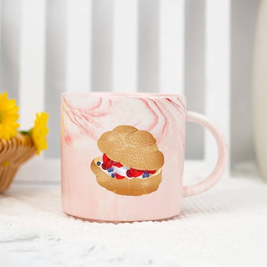 Cream puffs filled with cream and berries Marble Mugs