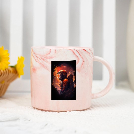 Monkey Astronaut Chimpanzee Space Surreal Moon Marble Mugs