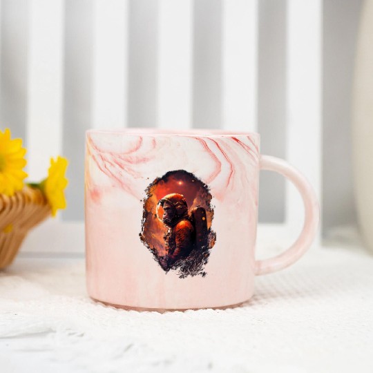 Monkey Astronaut Chimpanzee Space Surreal Moon Marble Mugs