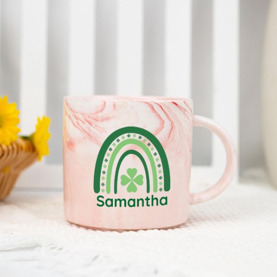 Samantha Clover Charm Boho Rainbow Marble Mugs