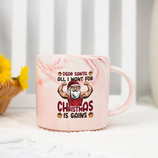 Dear Santa Christmas Gym Training Holiday Workout Marble Mugs