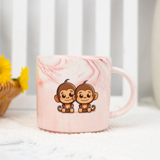 Monkeys siblings brother sister family love ape Marble Mugs
