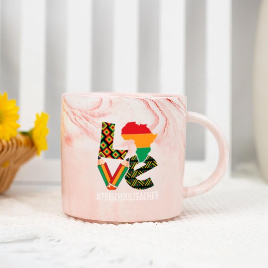 Preschool Teacher Love African American Marble Mugs
