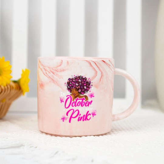 In October We Wear Pink African American Women Bre Marble Mugs