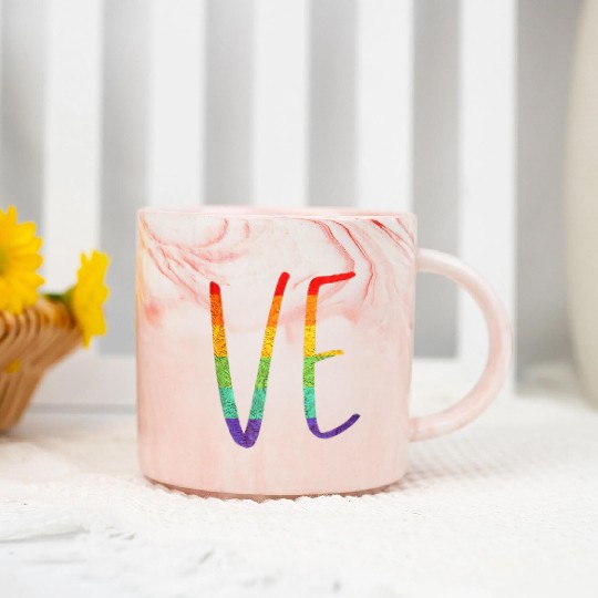 LGBT Pride Love LO VE Lesbian Couple Matching Love Marble Mugs