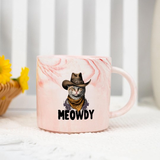Meowdy Cat Meme Country Meow Howdy Funny Marble Mugs