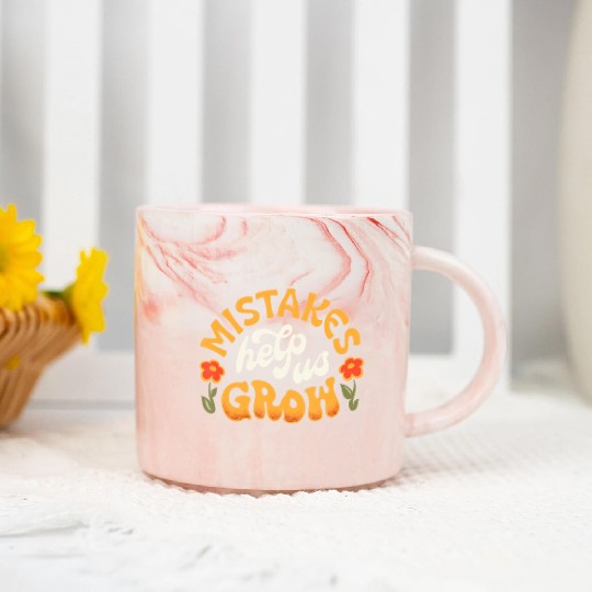 Mistakes Help Us Grow Marble Mugs Positive Groovy Retro