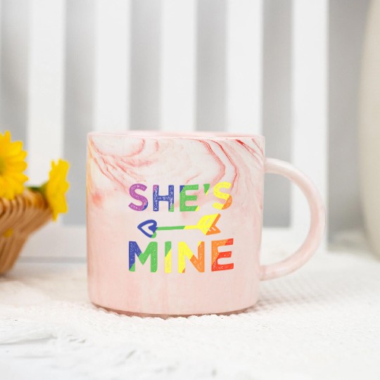 Lesbian Couple She s Mine I m Hers Matching LGBT Marble Mugs