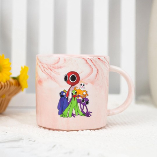 Rainbow Friends blue red orange green Marble Mugs