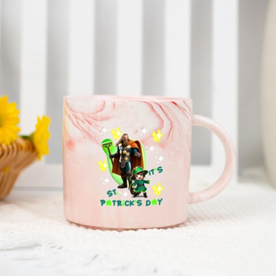 Kids St. Patrick's Day Shamrock "Thor, anime" Marble Mugs