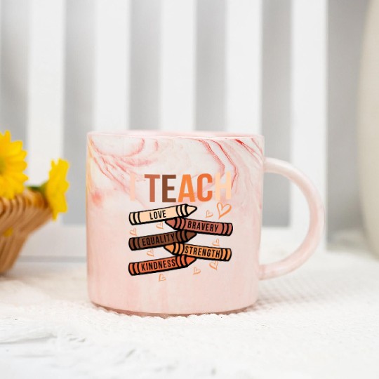 I Teach Love Bravery Equality Black African Americ Marble Mugs