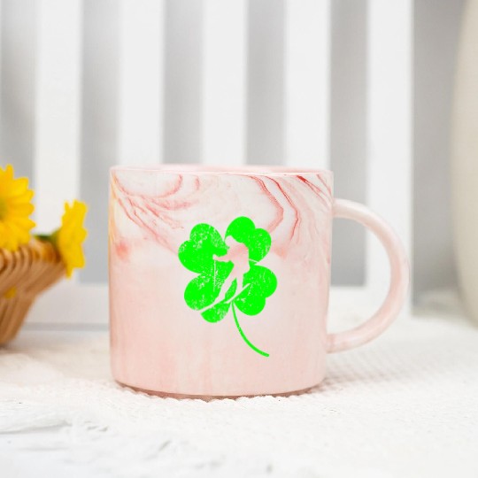 Skiing St. Patrick's day shamrock Marble Mugs