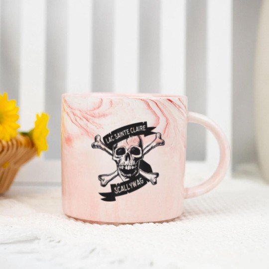 Michigan Lake St Clair Pirate Skull Bones Boating Marble Mugs