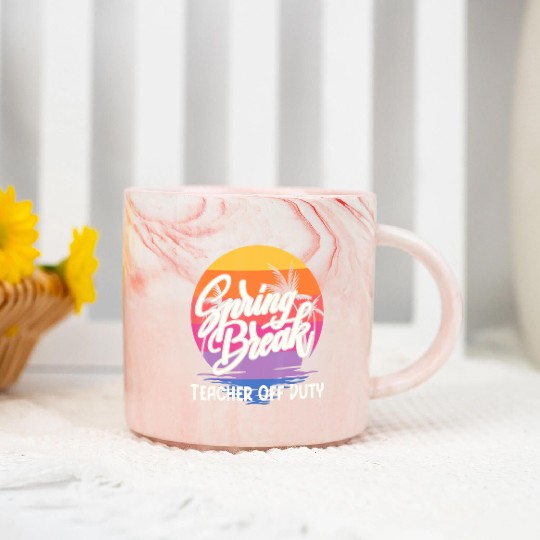 Spring Break Squad Retro Spring Break Teacher Marble Mugs