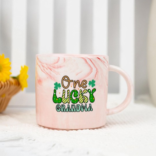 One luckyPatricks Day Sublimation Marble Mugs