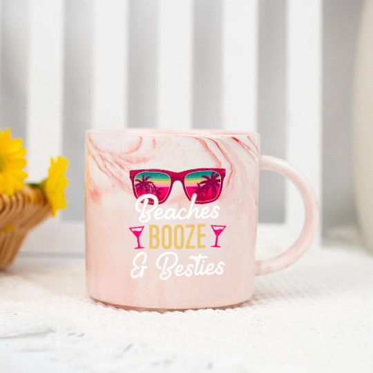 Beaches Booze Besties 2023 Holiday Spring Break Marble Mugs