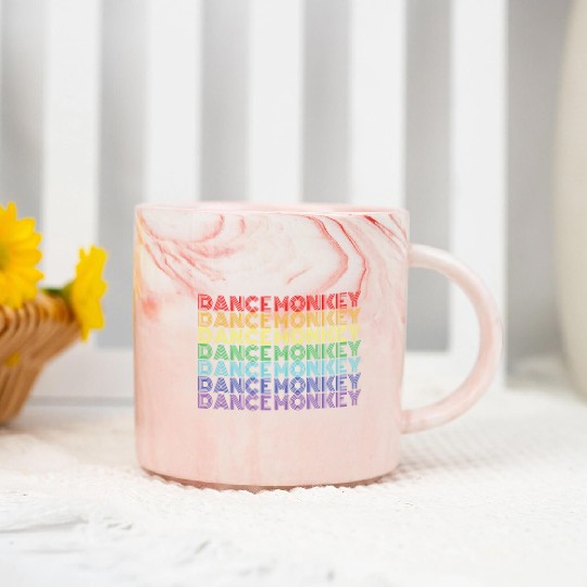 Dance Monkey Rainbow Color Text Gift Music Fan Marble Mugs