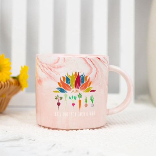 Sunflower Let's Root For Each Other Vegetable Marble Mugs