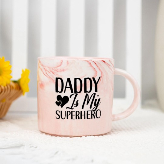 daddy is my superhero Marble Mugs