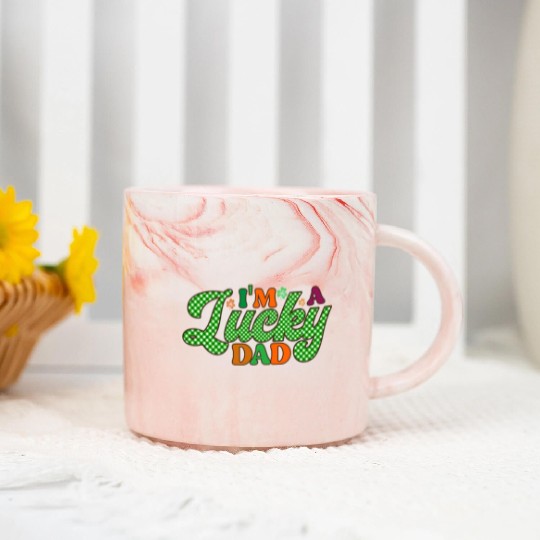 Im A Lucky Dad Sublimation Marble Mugs