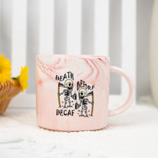 Death Before Decaf Cool Marble Mugs