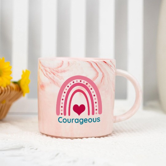 Courageous Viva Magenta Boho Rainbow Marble Mugs
