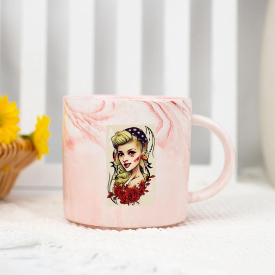 Rockabilly 50s Pin Up Zombie Psychobilly Ace Card Marble Mugs