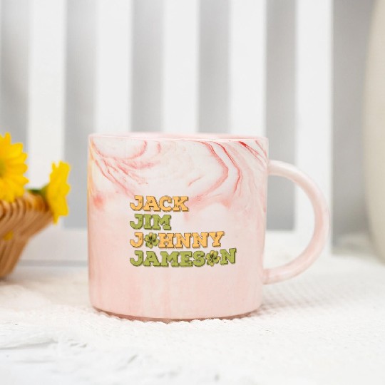 Jack Jim Johnny Jameson 4 Founder St Patrick's Day Marble Mugs