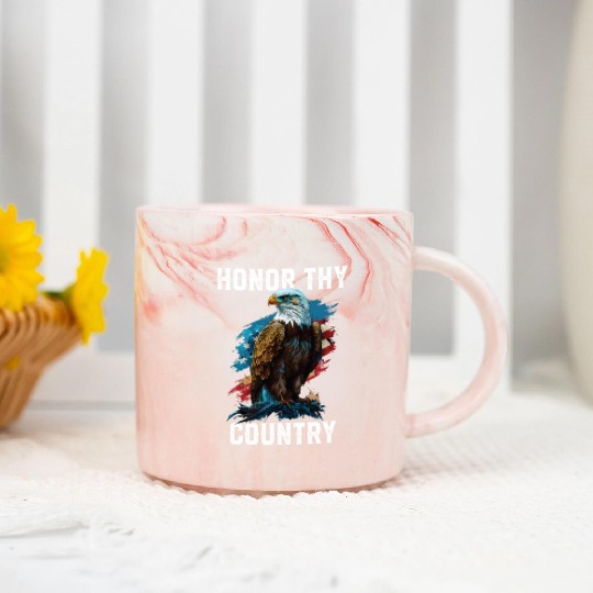 Honor Thy Country American Bald Eagle America USA Marble Mugs