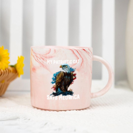 My Patriotic Cat Says Meowica Patriotic Cat Owner Marble Mugs